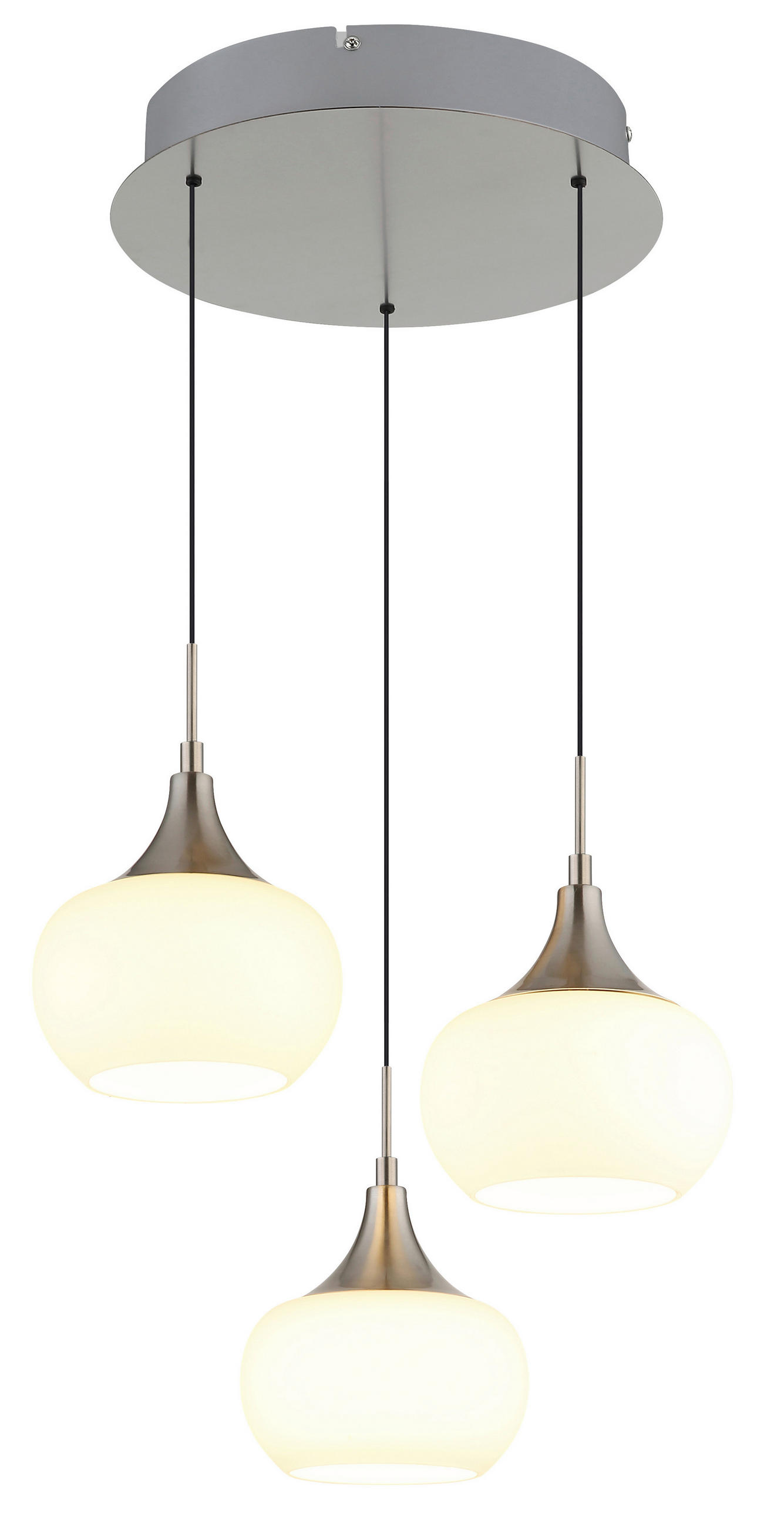 HÄNGELEUCHTE Lui 37/150 cm   - Opal/Schwarz, Design, Glas/Kunststoff (37/150cm) - Globo