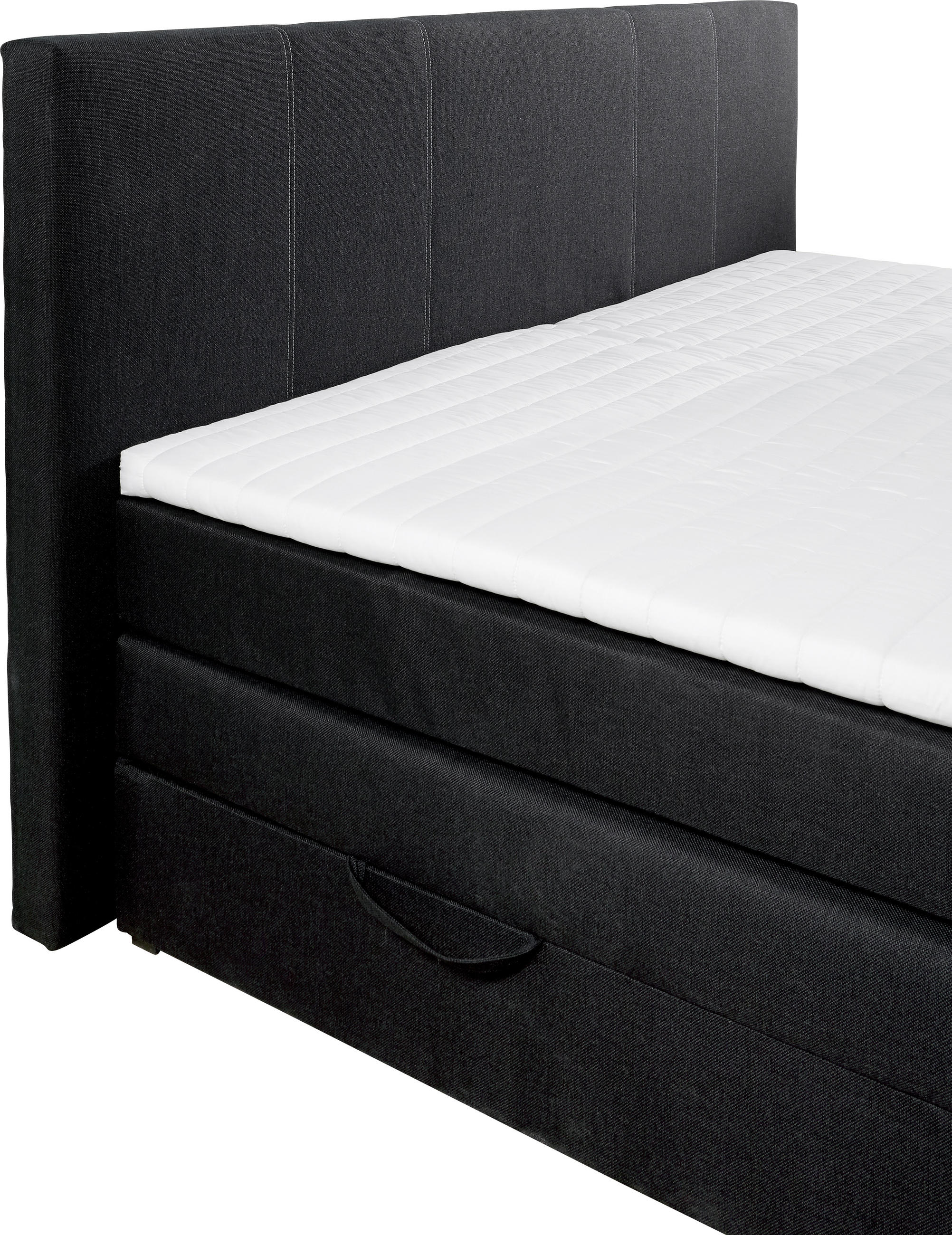 Thumbnail - Boxxx Boxspringbett, Schwarz, Textil, H2, Höhe ca. 16 cm, 180x200 cm, Topper durchgehend, Schlafzimmer, Betten, Boxsprin...
