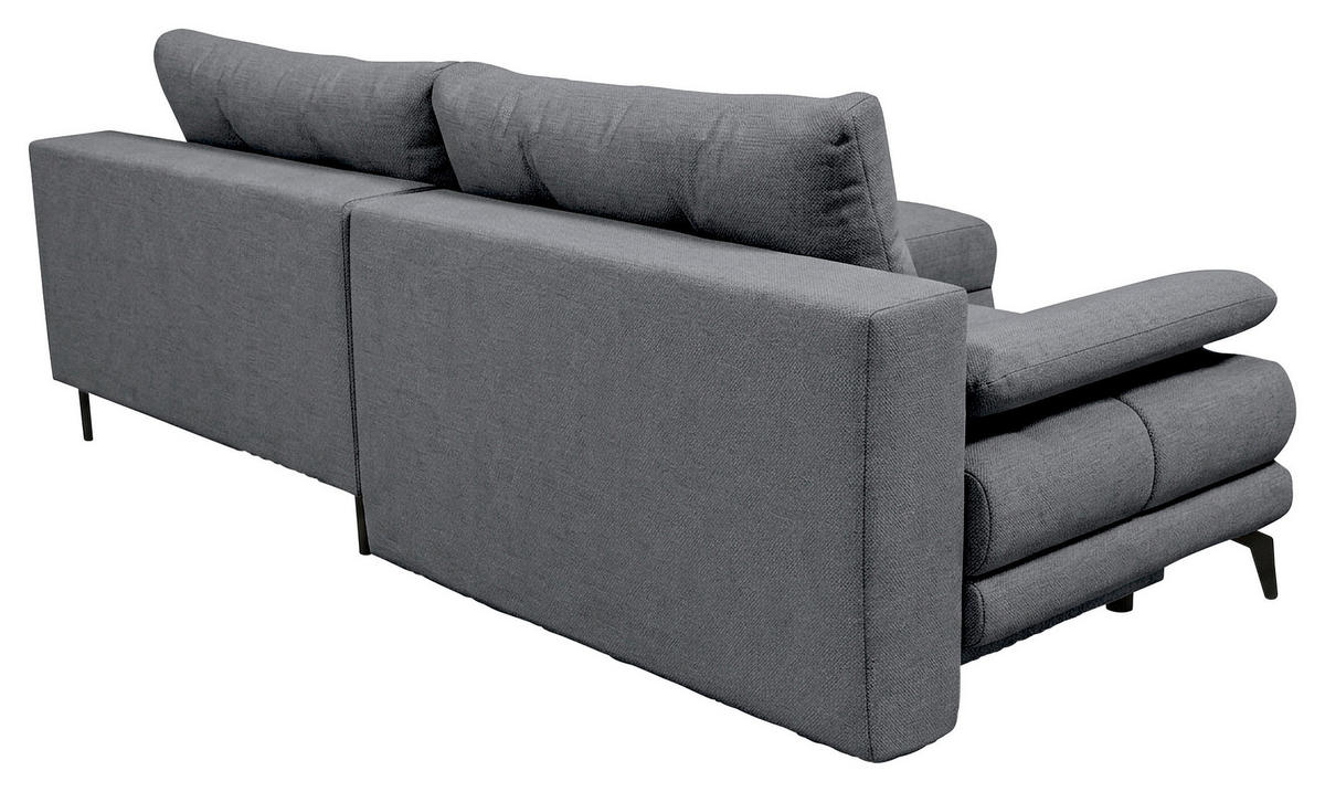 ECKSOFA Blau Struktur Rückenkissen, Bettkasten, Schlaffunktion, Rücken echt, Armteilverstellung, Liegefläche im Originalstoff  - Blau/Beige, MODERN, Textil/Metall (263/181cm) - Carryhome