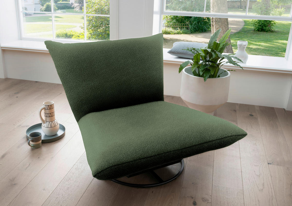 RELAXSESSEL in Textil Dunkelgrün  - Dunkelgrün/Schwarz, Design, Textil/Metall (100/78/96cm) - Livetastic