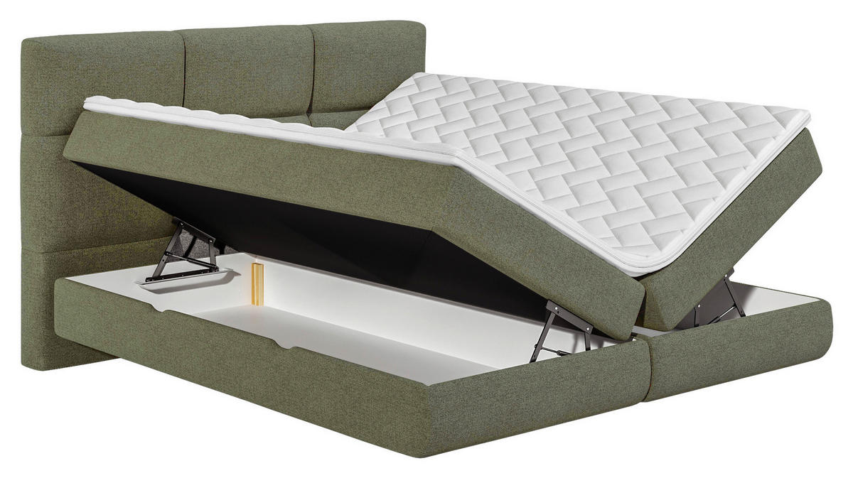 BOXSPRINGBETT 180/200 cm  in Grün  - Schwarz/Grün, Basics, Holz/Holzwerkstoff (180/200cm) - Esposa