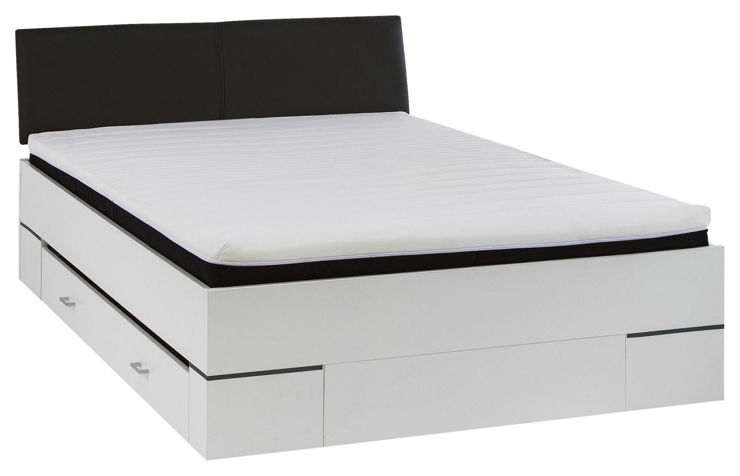 Bett in Anthrazit, Weiß