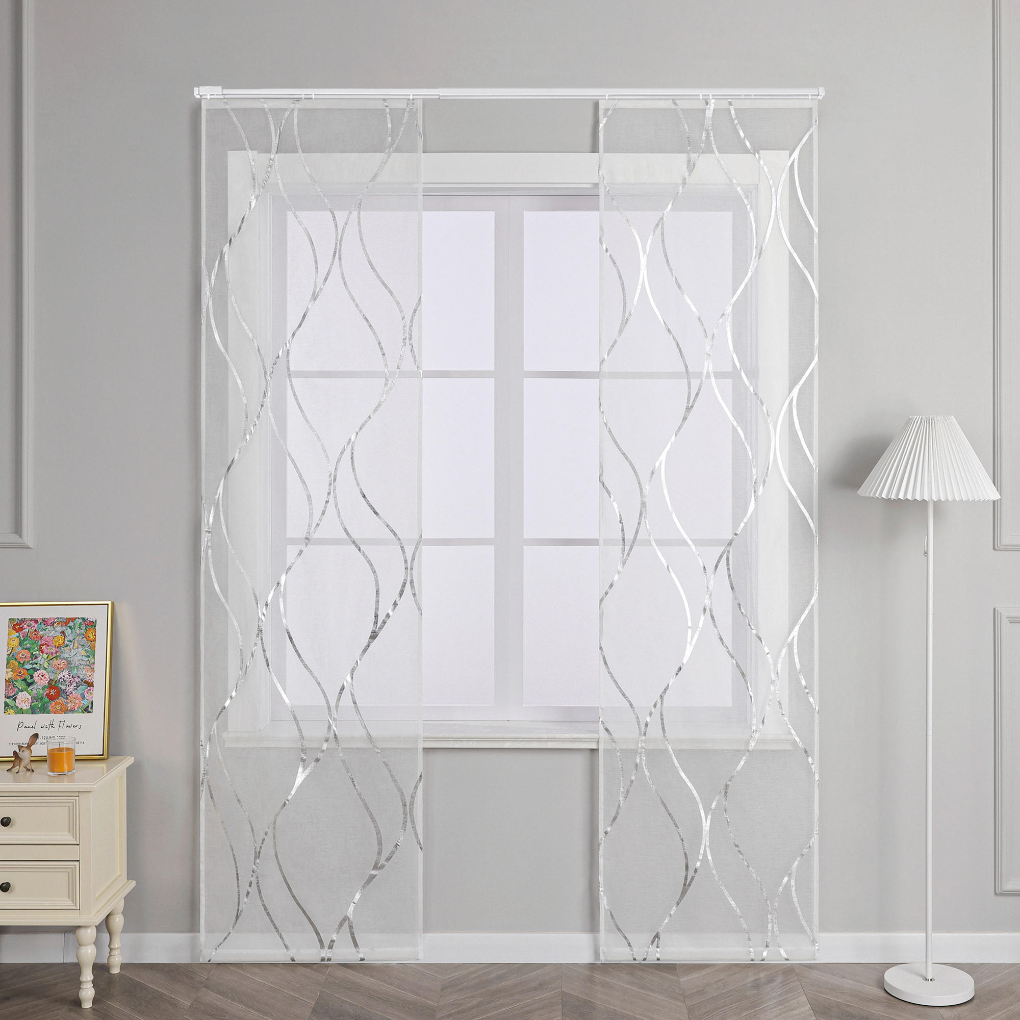 FLÄCHENVORHANG  2 Stück  transparent   57/145 cm  - Silberfarben/Weiß, Basics, Textil (57/145cm) - Joyswahl