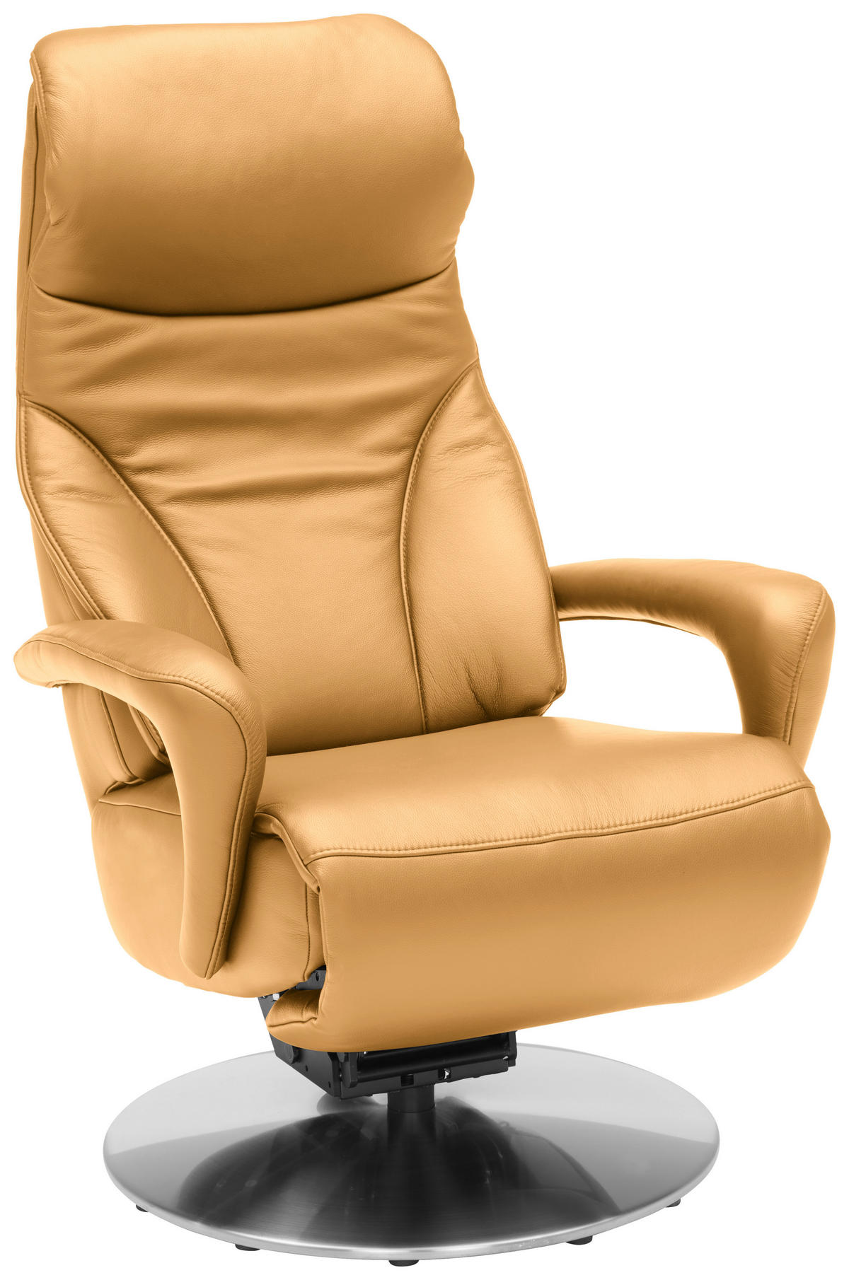 RELAXSESSEL in Leder Currygelb  - Currygelb/Edelstahlfarben, Design, Leder/Metall (75/117/88cm) - Dieter Knoll