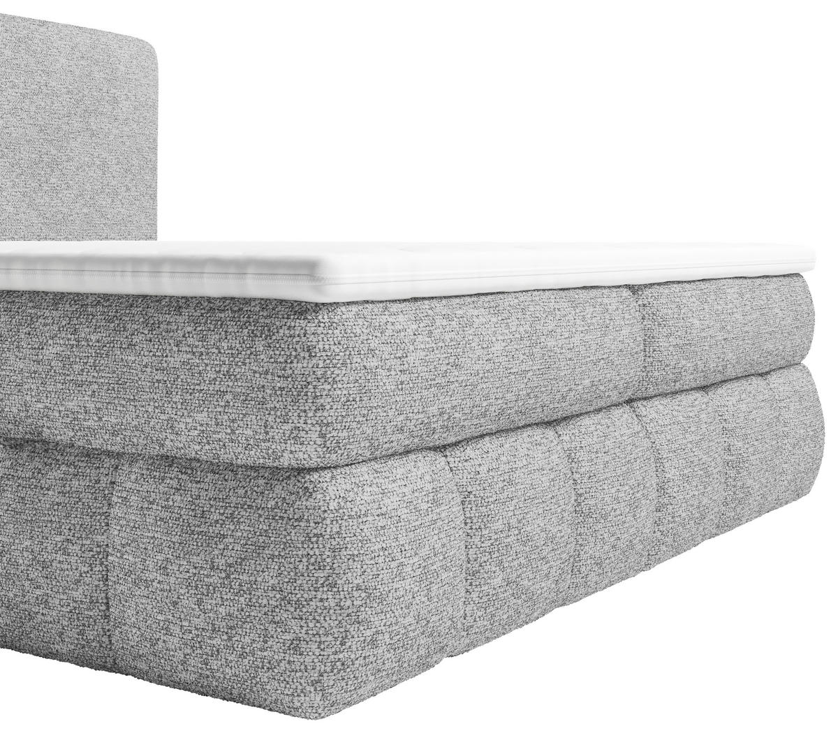 BOXBETT 140/200 cm,  in Grau, Bettkasten, Topper, Matratzen, H3 = fest  - Schwarz/Grau, KONVENTIONELL, Kunststoff/Textil (140/200cm) - Carryhome