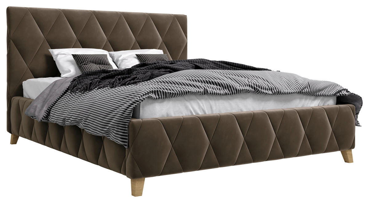 STOPPAD SÄNG 120/200 cm  i lerfärgad  - lerfärgad, Modern, metall/trämaterial (120/200cm) - MID.YOU