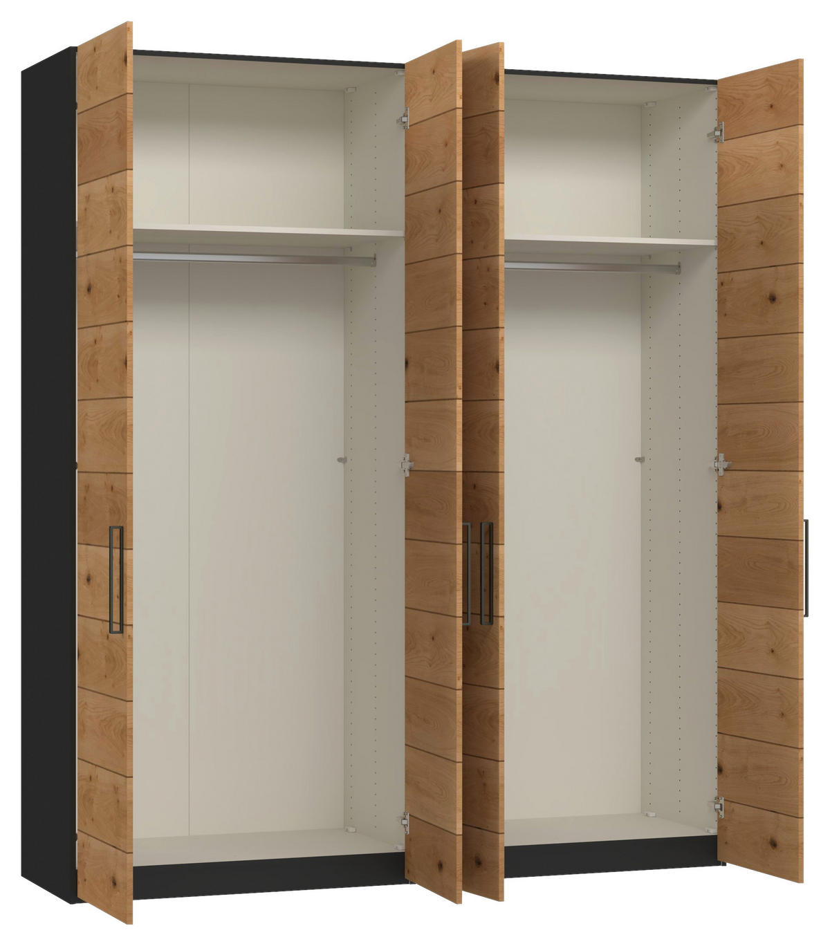 DREHTÜRENSCHRANK 203/220/59 cm,  in Schwarz, Wildeiche, 4-türig  - Wildeiche/Titanfarben, Design, Holz/Holzwerkstoff (203/220/59cm) - Jutzler