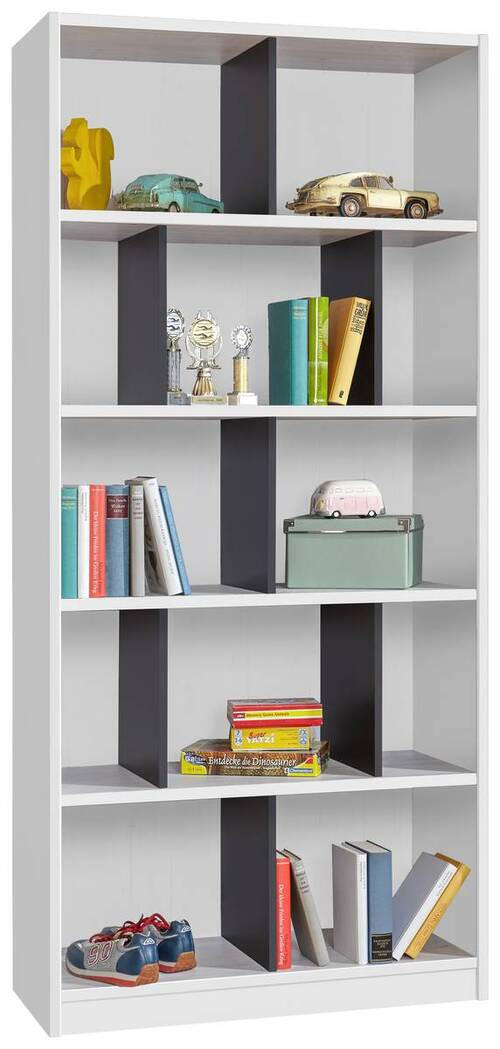 HYLLA i 90/197/38 cm grafitfärgad, vit  - vit/grafitfärgad, Klassisk, trämaterial (90/197/38cm) - Carryhome