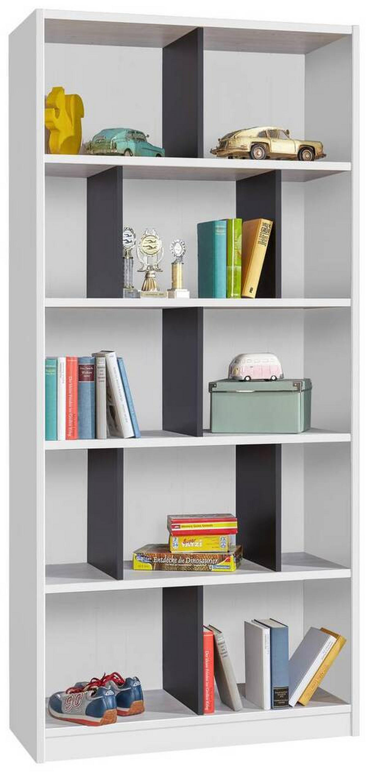 HYLLA i 90/197/38 cm grafitfärgad, vit  - vit/grafitfärgad, Klassisk, trämaterial (90/197/38cm) - Carryhome