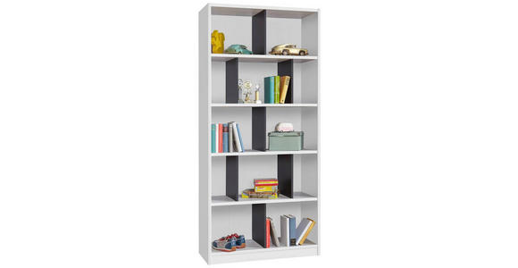 REGAL Graphitfarben, Weiß - Graphitfarben/Weiß, KONVENTIONELL, Holzwerkstoff (90/197/38cm) - Carryhome