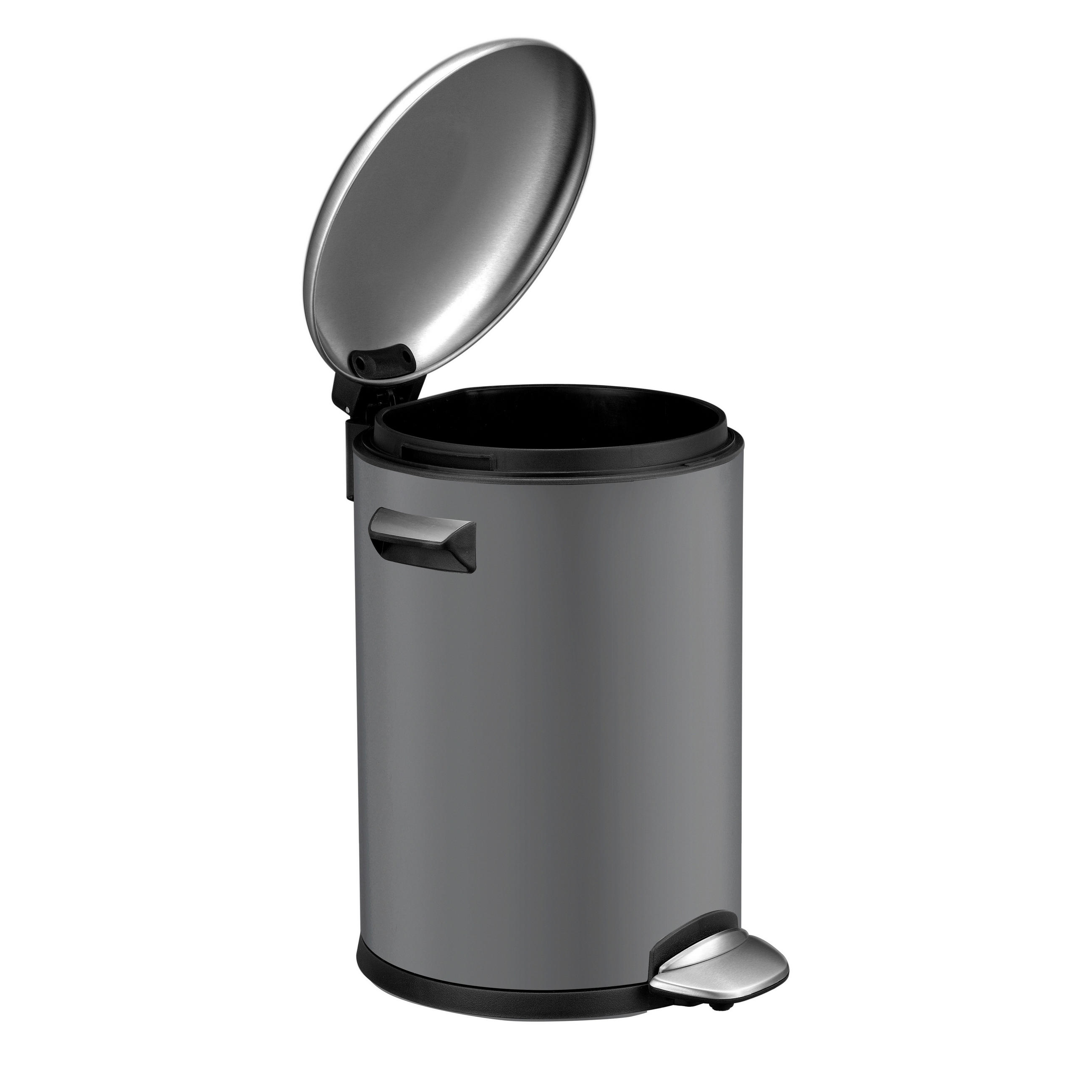 ABFALLSAMMLER Paris 3 L  - Schwarz/Grau, Basics, Kunststoff/Metall (26cm) - Fackelmann