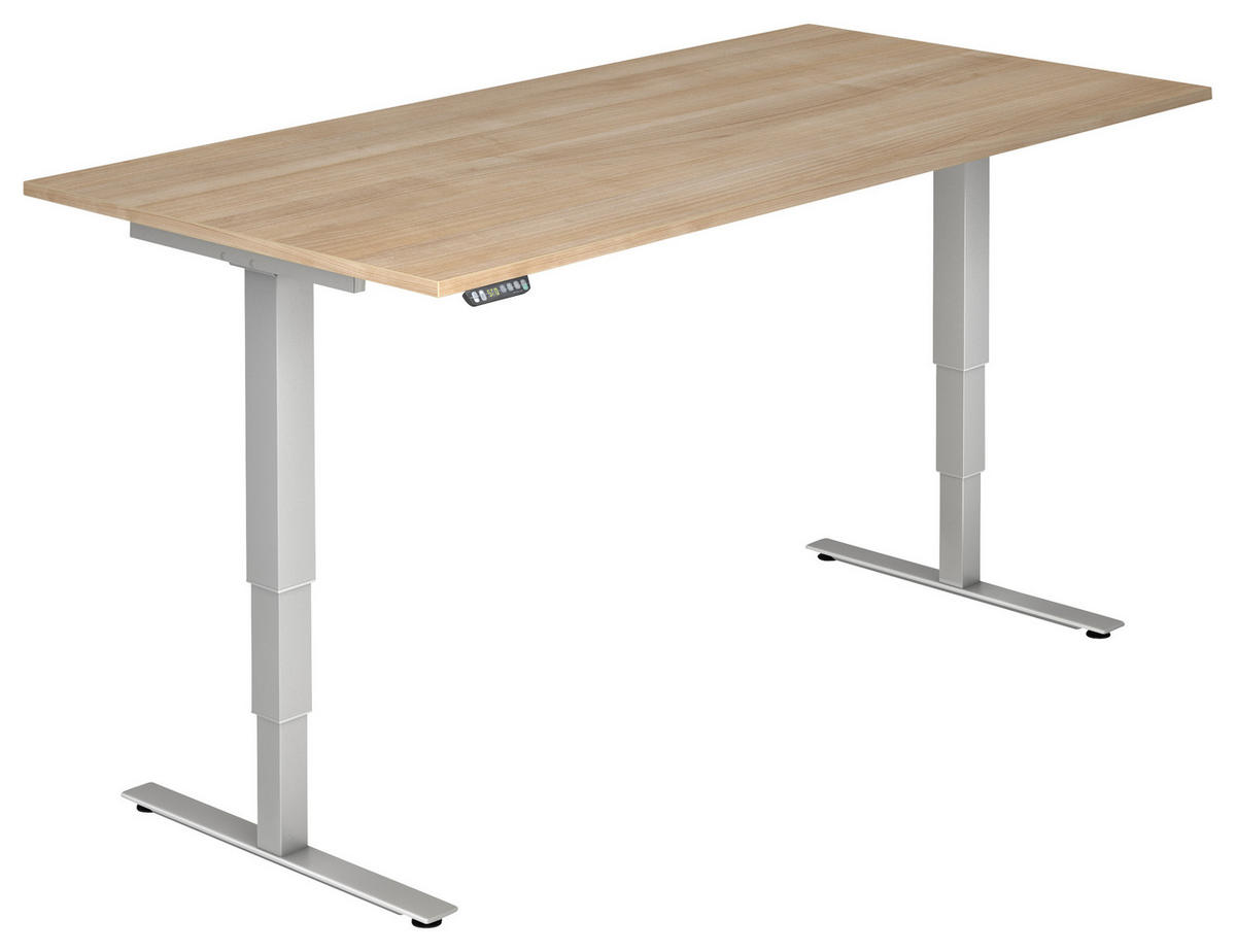 SCHREIBTISCH 200/100/63,5-128,5 cm  in Silberfarben, Nussbaumfarben  - Silberfarben/Nussbaumfarben, KONVENTIONELL, Holzwerkstoff/Metall (200/100/63,5-128,5cm) - Venda