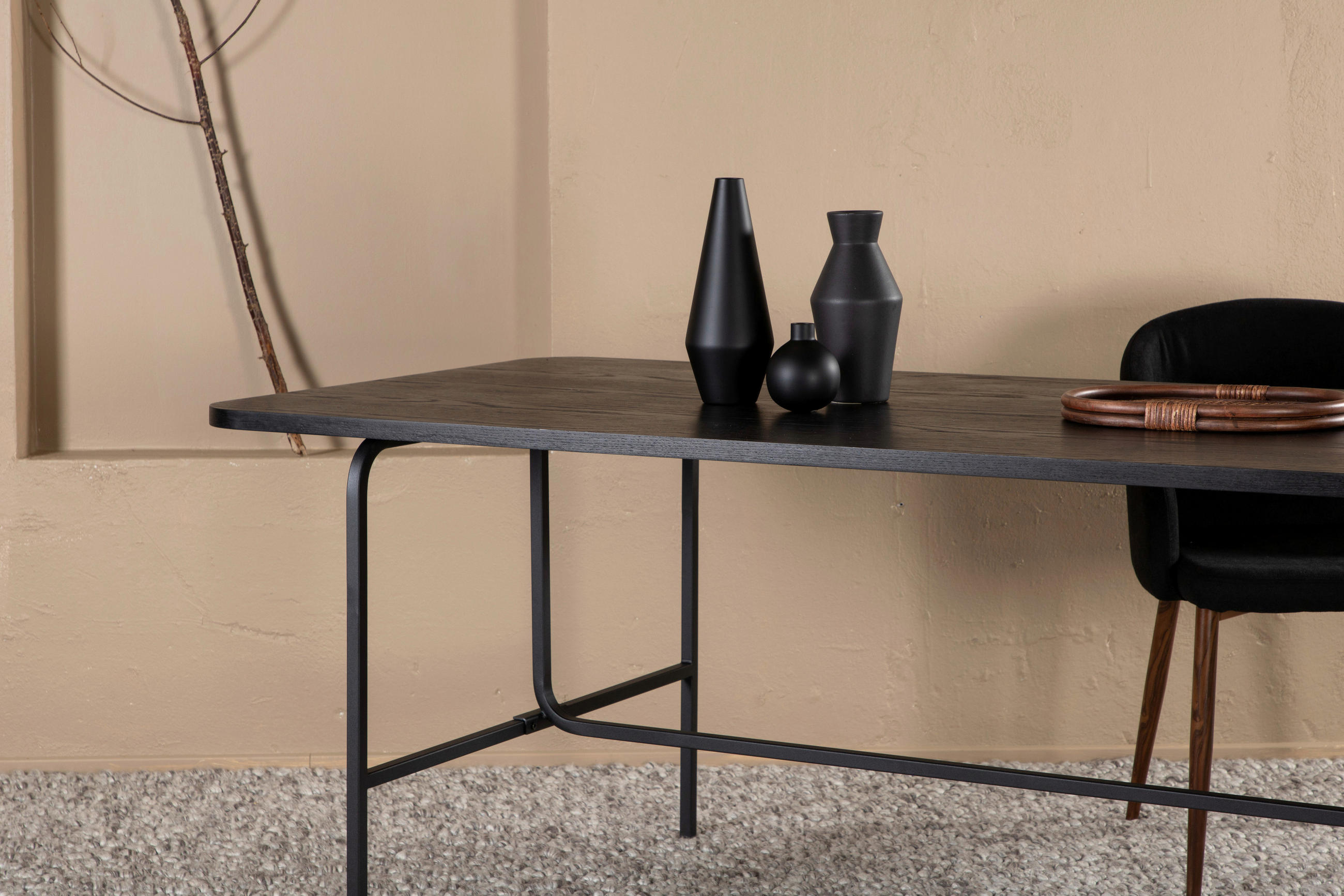 ESSTISCH furniert rechteckig Schwarz  - Schwarz, Design, Holz/Holzwerkstoff (200/90/75cm) - Livetastic