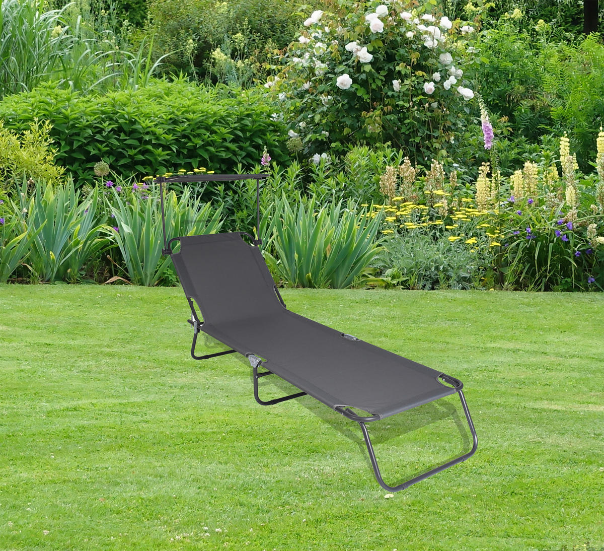 DREIBEINLIEGE 55/24/185 cm  - Grau, Basics, Textil/Metall (55/24/185cm) - Ambia Garden