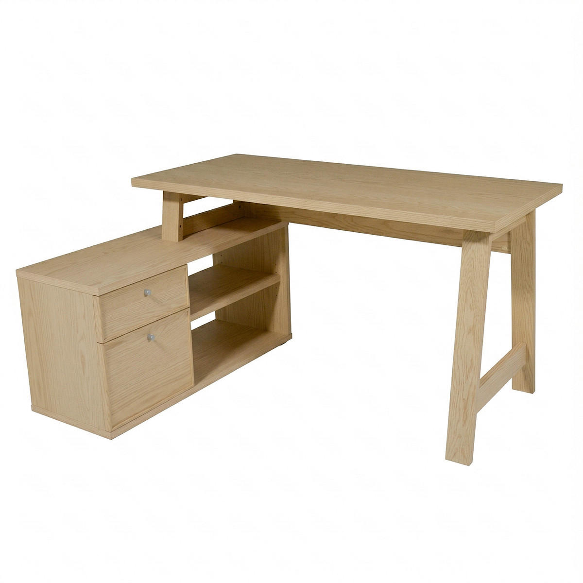 ECKSCHREIBTISCH  Eichefarben Kabeldurchlass, Stauraum, seitenverkehrt montierbar  - Eichefarben/Silberfarben, KONVENTIONELL, Holzwerkstoff/Metall (150/75/105cm) - MID.YOU