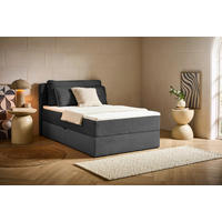 BOXBETT 120/200 cm,  in Anthrazit, Kissen, Bettkasten, Topper, H3 = fest  - Anthrazit/Schwarz, Design, Kunststoff/Textil (120/200cm) - Chameo