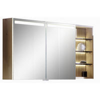 SPIEGELSCHRANK 128/64/16,2 cm  - Edelstahlfarben/Alteiche, Natur, Glas/Holz (128/64/16,2cm) - Voglauer