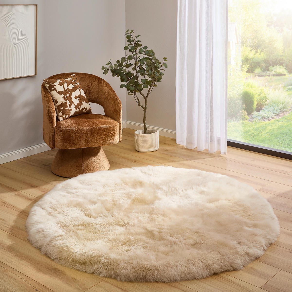 SCHAFFELL 160 cm Creme rechteckig  - Creme, Natur, Leder/Fell (160cm) - Linea Natura