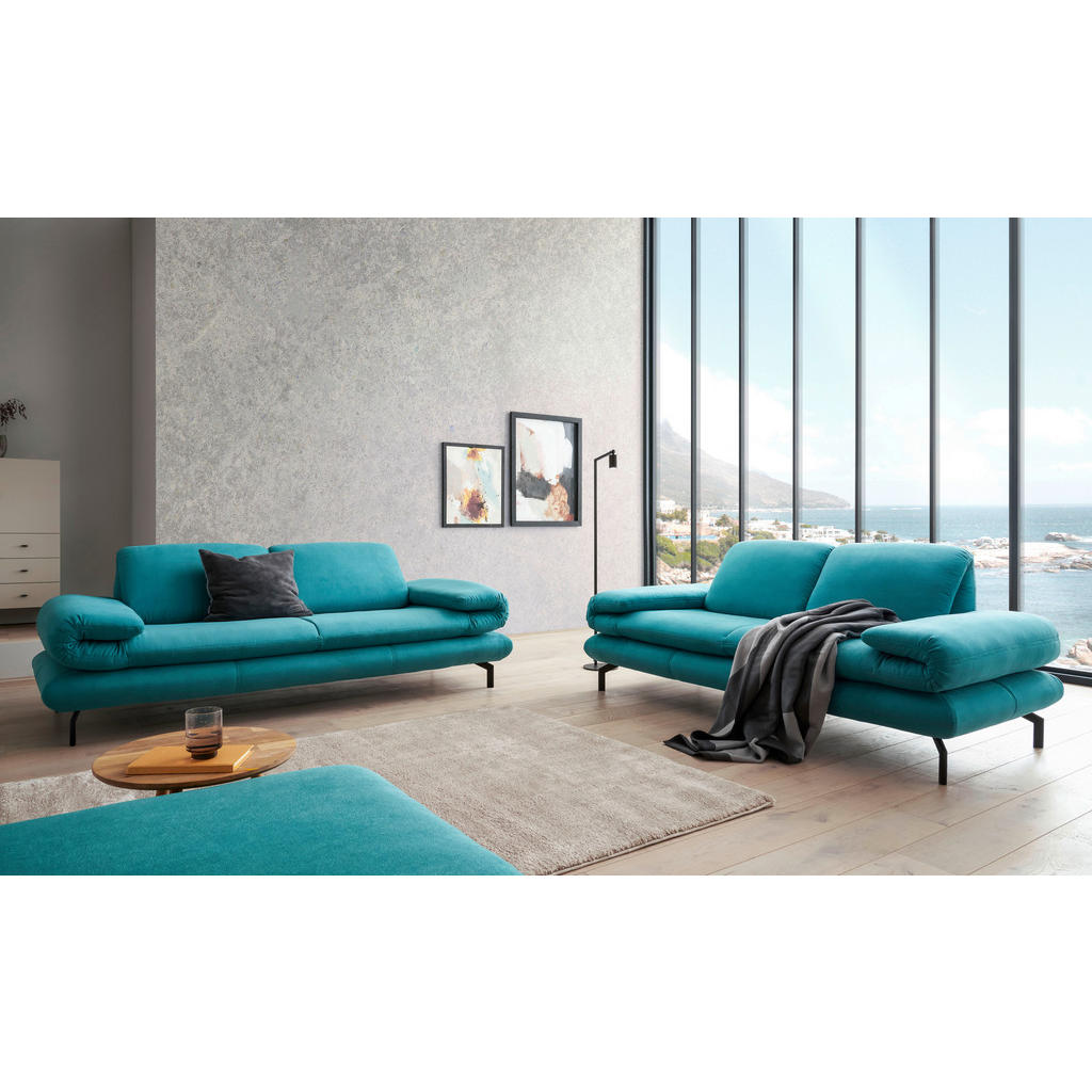 Thumbnail - Looks by W.Joop 2,5-Sitzer Looks Xiii, Türkis, Textil, Uni, 224 (284)x83 (110)x98 cm, Made in EU, FSC Mix, Wohnzimmer, S...