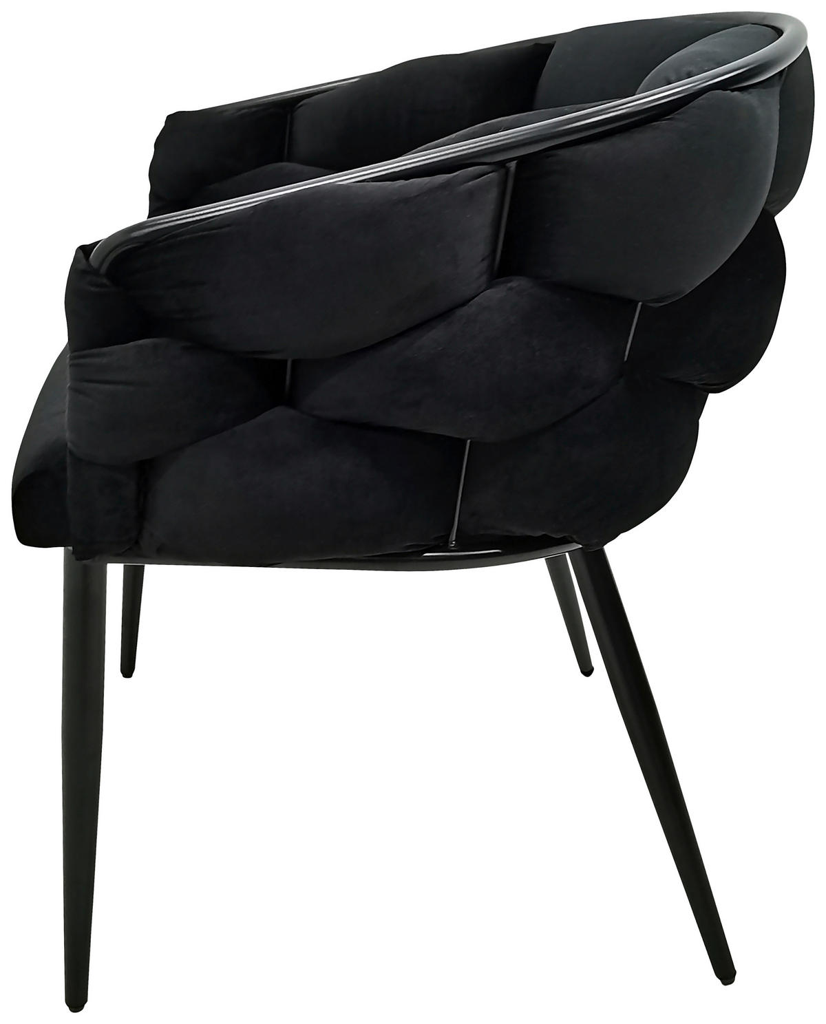 ARMLEHNSTUHL-SET 2 Stück  in Samt  - Schwarz, MODERN, Textil/Metall (65/79/61cm) - Kayoom