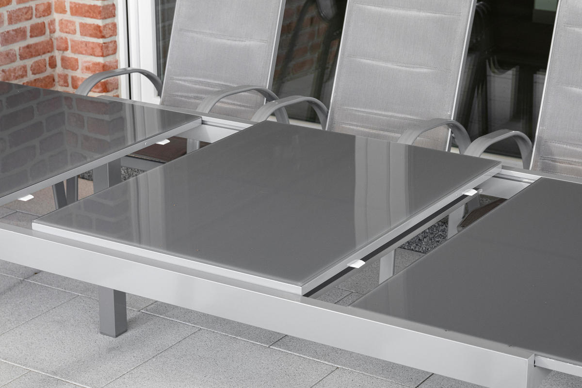 GARTENSET Aluminium  - Silberfarben/Braun, MODERN, Textil/Metall - Gardenson