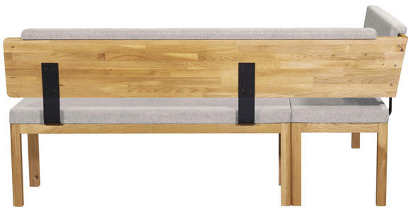 ECKBANK 155/195 cm Webstoff Eichefarben, Hellgrau Eiche vollmassiv   - Eichefarben/Hellgrau, KONVENTIONELL, Holz/Textil (155/195cm) - Linea Natura
