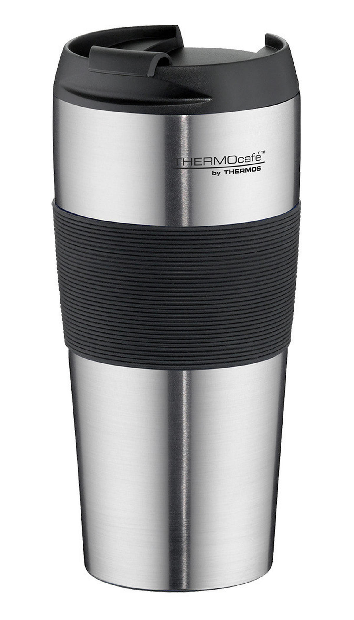THERMOBECHER 0,40 L  - Edelstahlfarben/Schwarz, Basics, Metall (0,4l) - Thermos