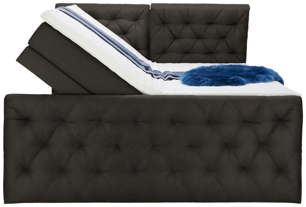 BOXSPRINGBETT 180/200 cm  in Dunkelbraun  - Dunkelbraun/Schwarz, Konventionell, Kunststoff/Textil (180/200cm) - Carryhome