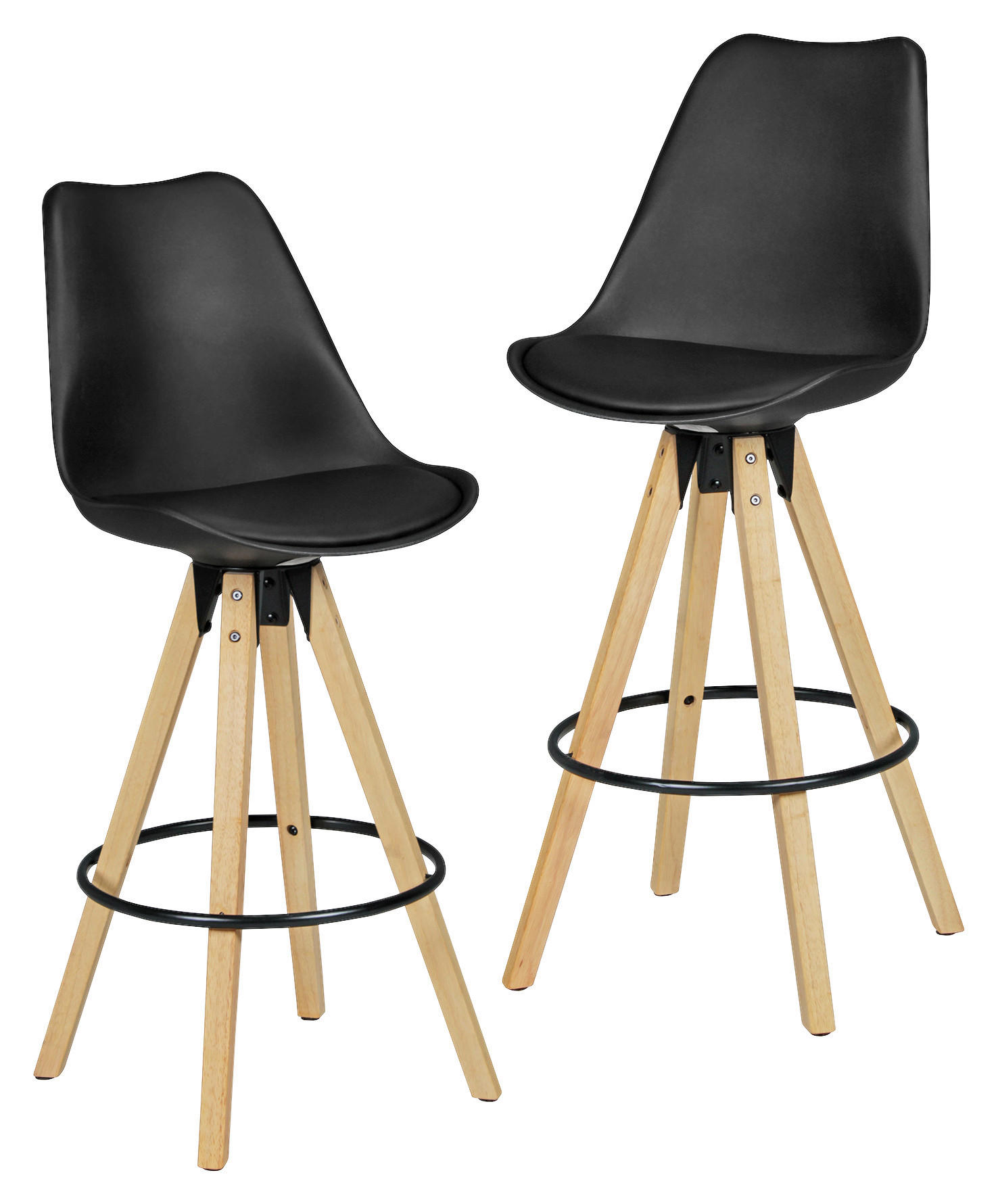 BARPALL SET i svart  - svart/ekfärgad, Design, metall/trä (49/113/49cm) - MID.YOU