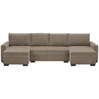 WOHNLANDSCHAFT Taupe Chenille  - Taupe/Schwarz, KONVENTIONELL, Kunststoff/Textil (140/328/140cm) - Ti'me