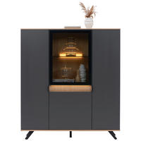 HIGHBOARD 130,5/134,6/42 cm  - Eichefarben/Anthrazit, Design, Glas/Holz (130,5/134,6/42cm) - Dieter Knoll