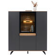 HIGHBOARD  in 130,5/134,6/42 cm  - Eichefarben/Anthrazit, Design, Glas/Holz (130,5/134,6/42cm) - Dieter Knoll
