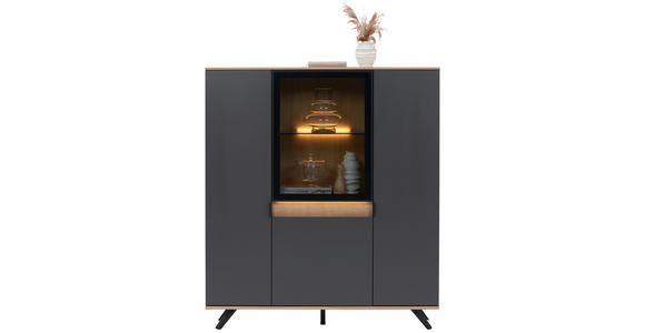 HIGHBOARD  in 130,5/134,6/42 cm  - Eichefarben/Anthrazit, Design, Glas/Holz (130,5/134,6/42cm) - Dieter Knoll