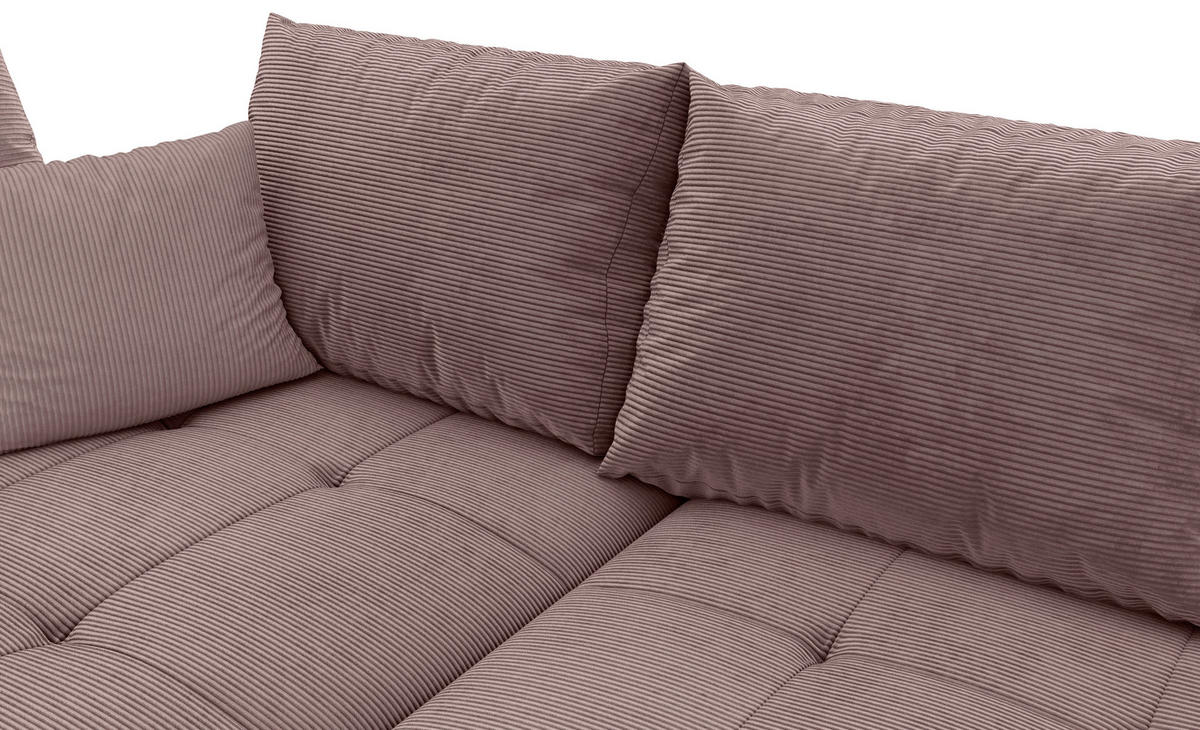 ECKSOFA in Cord Altrosa  - Schwarz/Altrosa, Konventionell, Holz/Textil (202/298cm) - MID.YOU