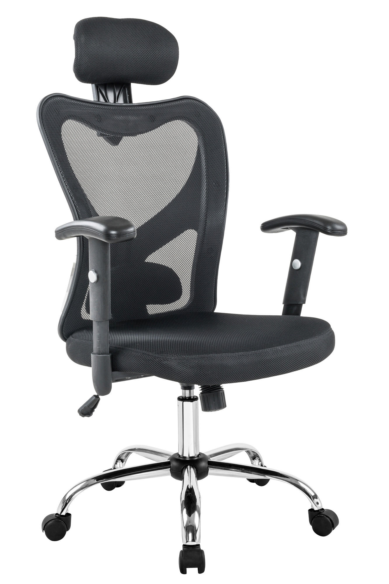 DREHSTUHL Netzbespannung Schwarz, Silberfarben  - Silberfarben/Schwarz, MODERN, Kunststoff/Textil (65/114/60cm) - Livetastic