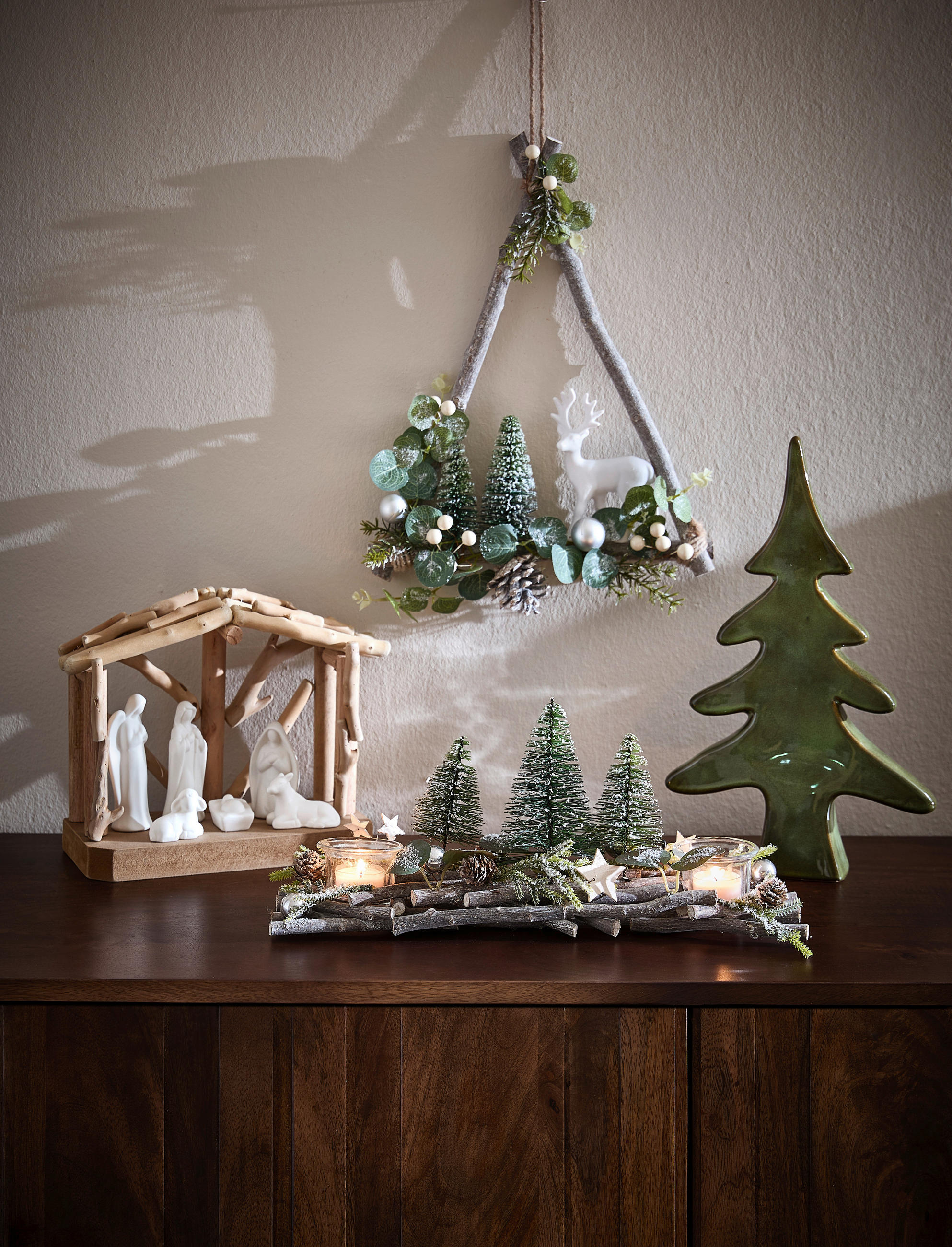 WEIHNACHTSKRIPPE - Naturfarben/Weiß, LIFESTYLE, Holz/Keramik (24/11/23cm) - X-Mas