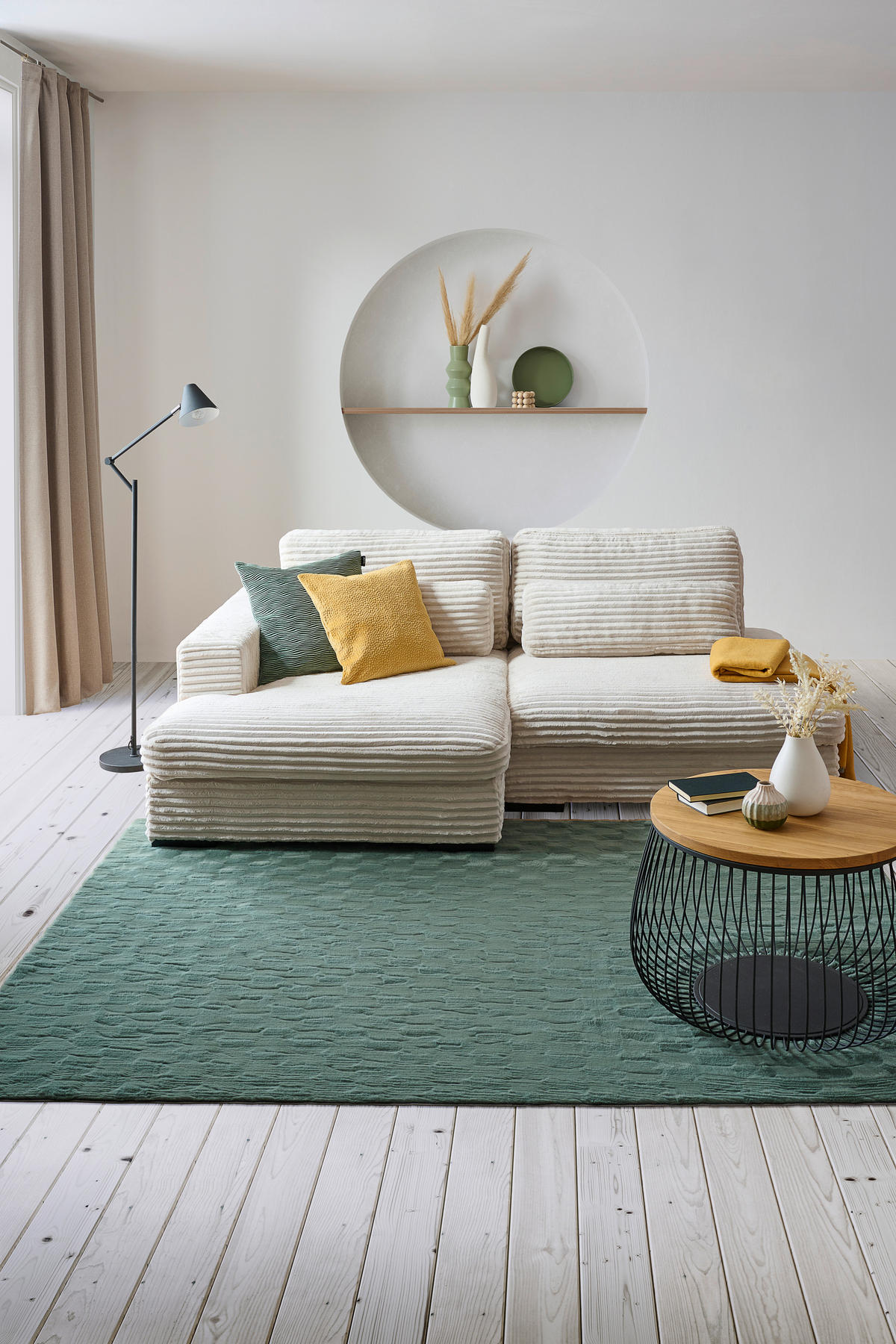 ECKSOFA in Cord Beige  - Beige/Schwarz, Design, Kunststoff/Textil (223/158cm) - Lomoco