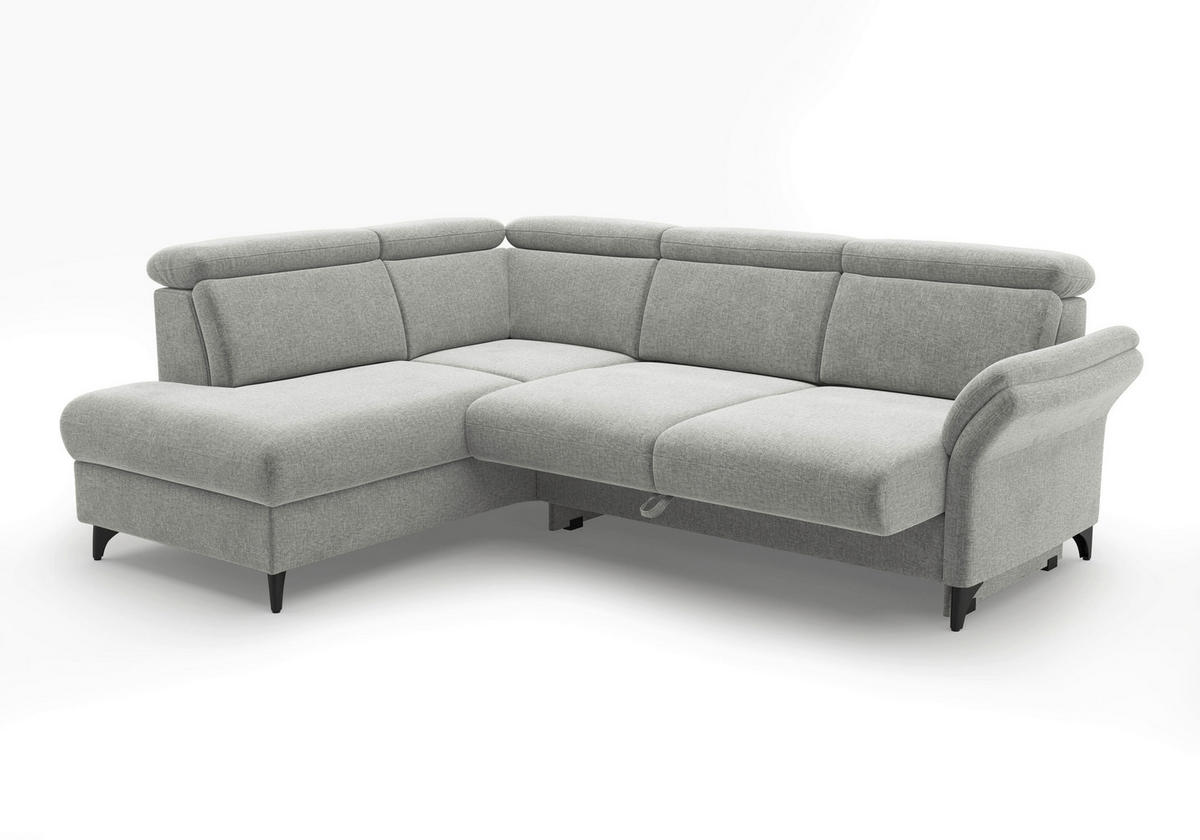 ECKSOFA GLENDALE E in Flachgewebe Hellgrau  193/247 cm  - Hellgrau/Schwarz, KONVENTIONELL, Textil/Metall (193/247cm) - Sit & More