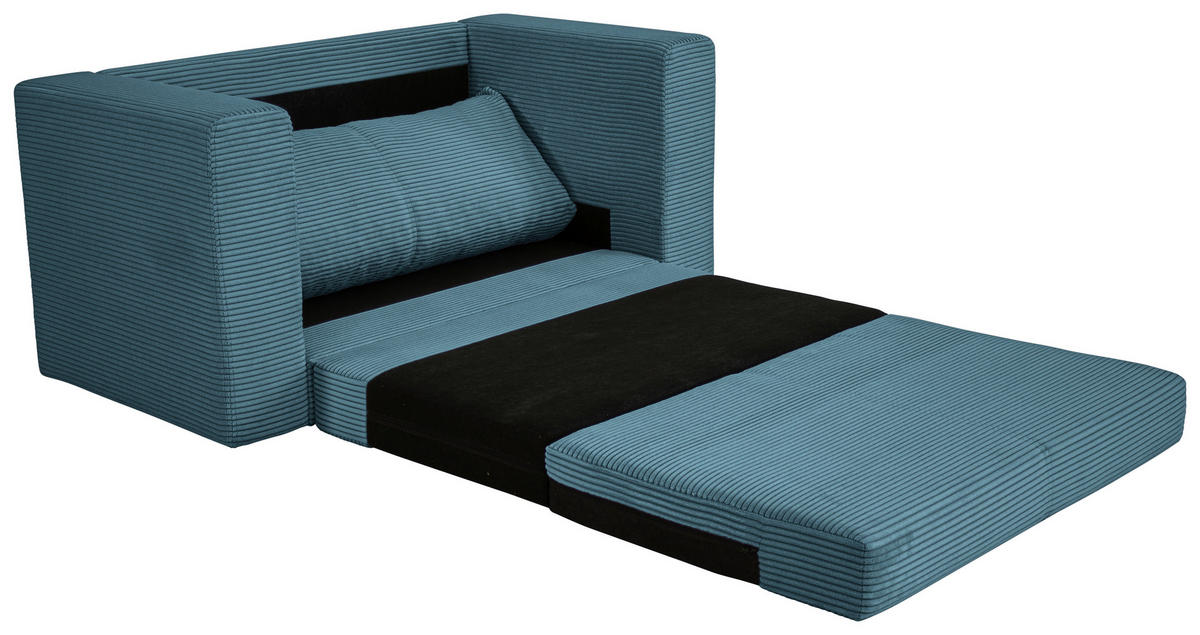 JUGEND- UND KINDERSOFA Cord Türkis  - Türkis/Schwarz, KONVENTIONELL, Textil (136/78/72cm) - Xora