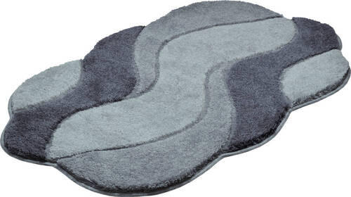 BADTEPPICH Grau, Schwarz 80/140 cm  - Schwarz/Grau, Basics, Kunststoff/Textil (80/140cm) - Grund