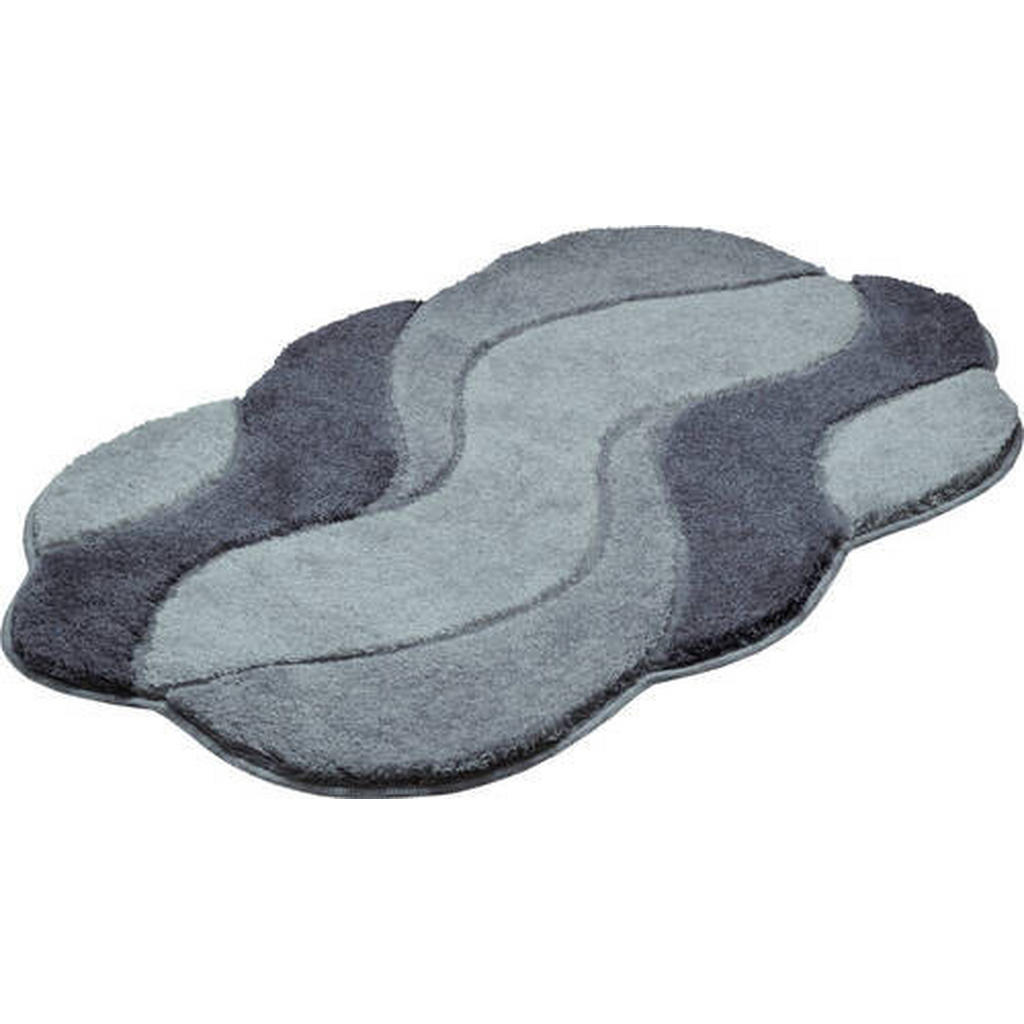 Thumbnail - Grund Badteppich Carmen, Grau, Schwarz, Textil, Wellen, rechteckig, 70x120 cm, Oeko-Tex® Standard 100, Made in Europe, f...