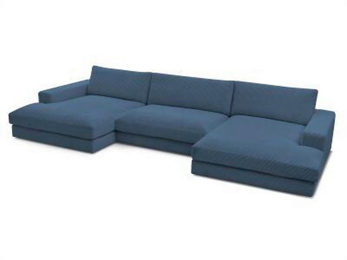 WOHNLANDSCHAFT LEONARD Dunkelblau Cord  - Schwarz/Dunkelblau, MODERN, Kunststoff/Textil (159/404/159cm)
