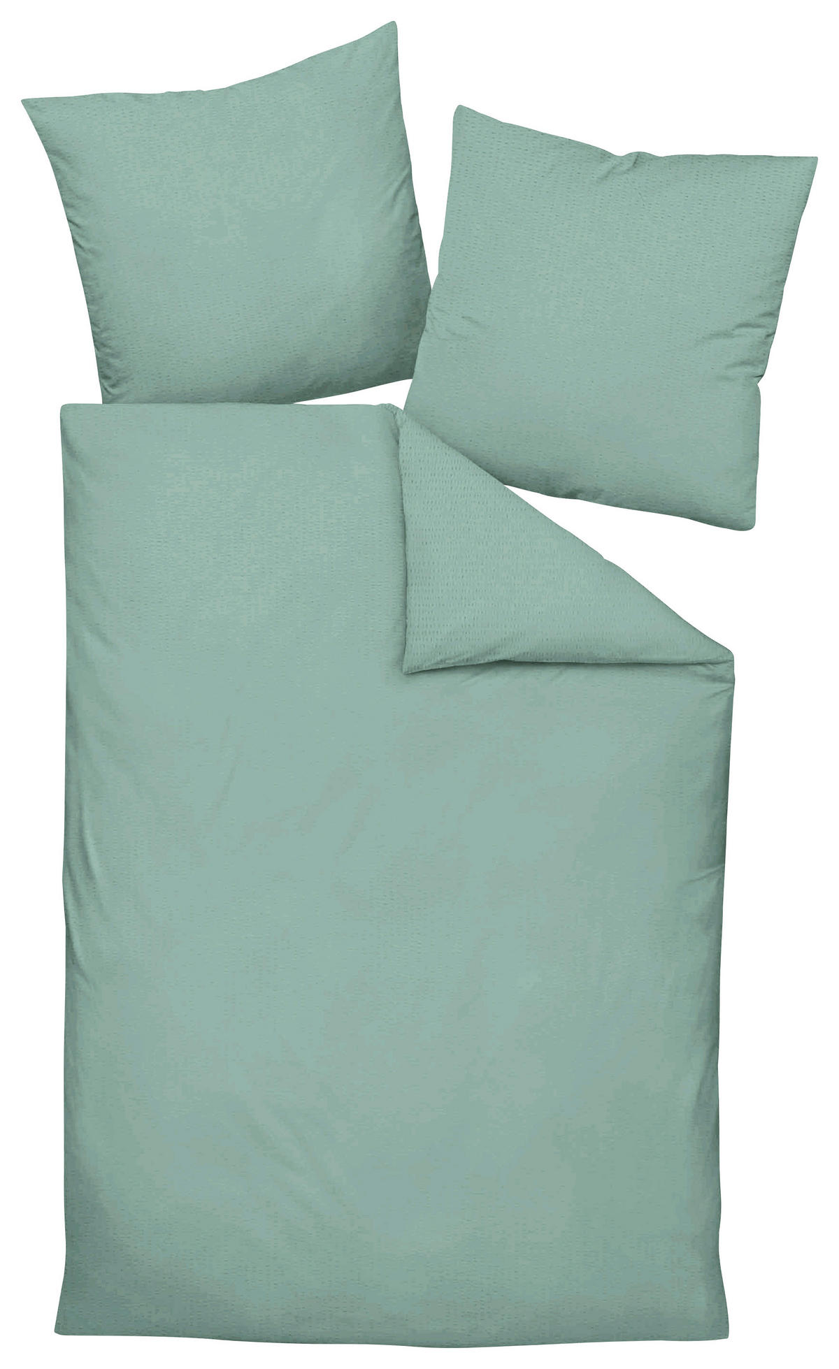 POSTEĽNÁ BIELIZEŇ, seersucker, zelená, tmavozelená, šalviovozelená, 140/200 cm - zelená/tmavozelená, Basics, textil (140/200cm) - Janine