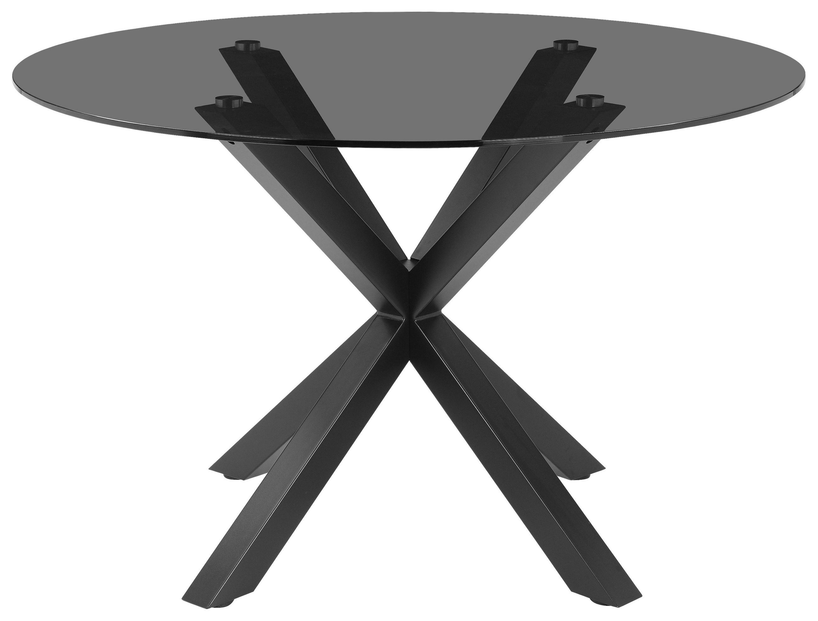 ESSTISCH  Metall, Glas rund Grau, Schwarz  - Schwarz/Grau, MODERN, Glas/Metall (119/75,5cm) - P & B