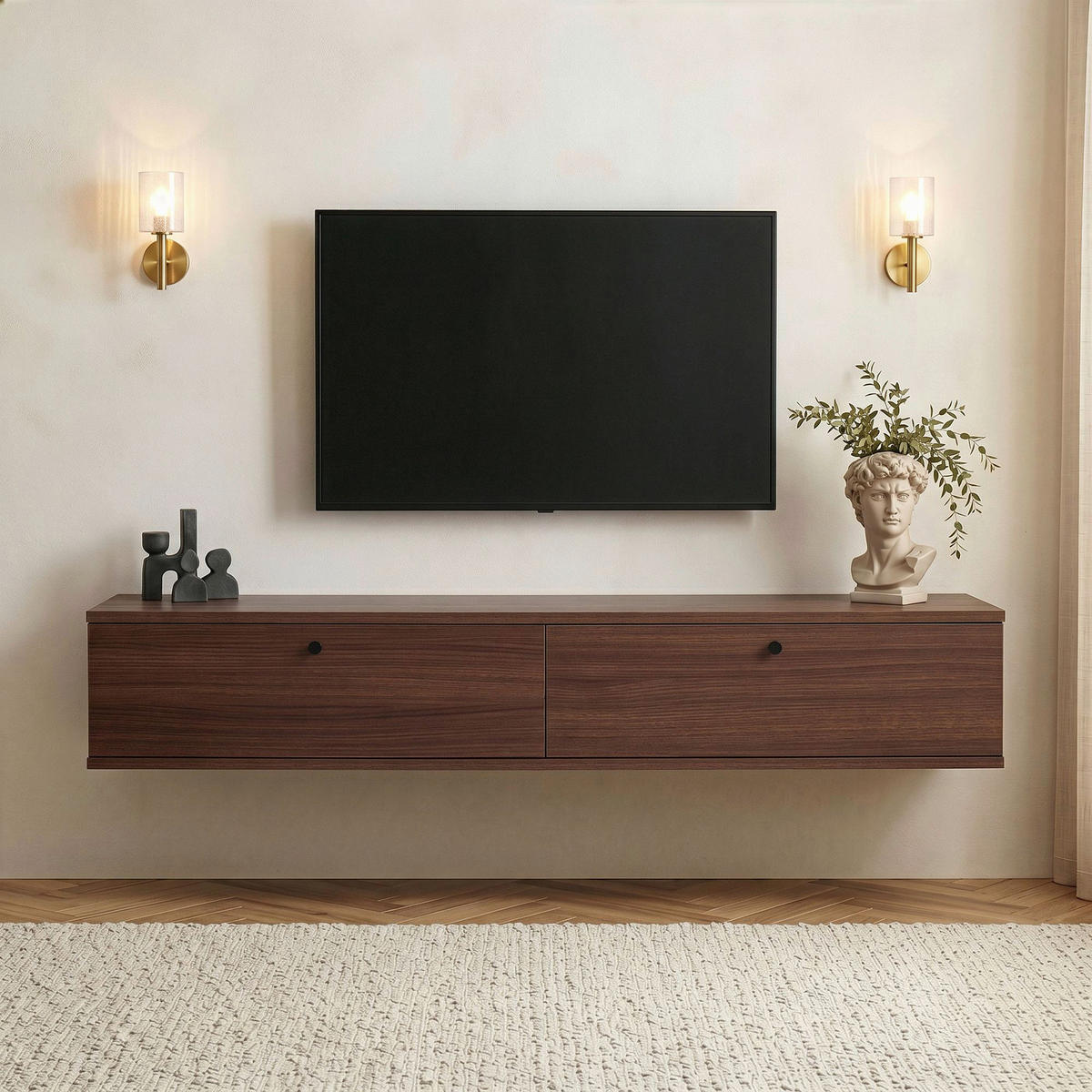 TV-ELEMENT Holzwerkstoff Walnussfarben  - Walnussfarben, MODERN, Holzwerkstoff (160/25/25cm) - MID.YOU