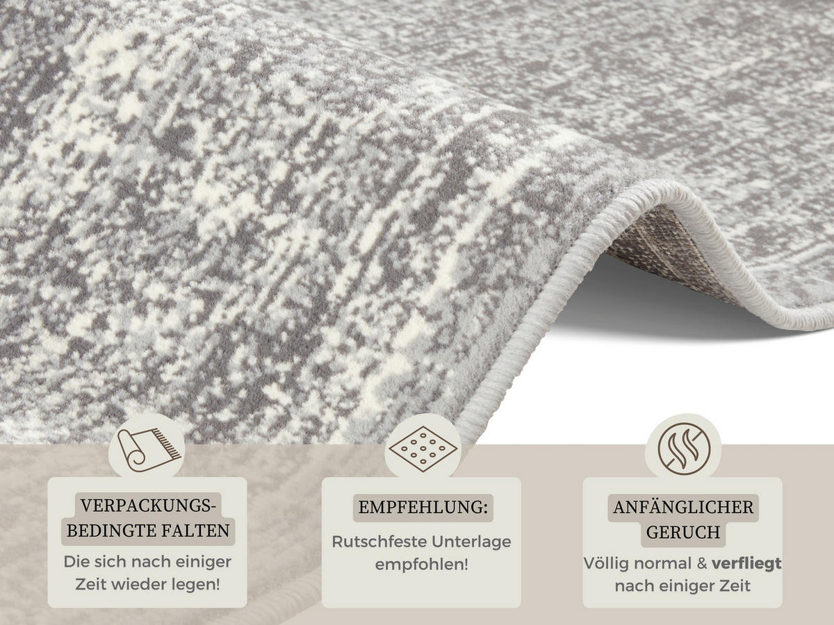 VINTAGE-TEPPICH 200/290 cm Celebration Creme, Grau  - Creme/Grau, Design, Kunststoff/Textil (200/290cm)