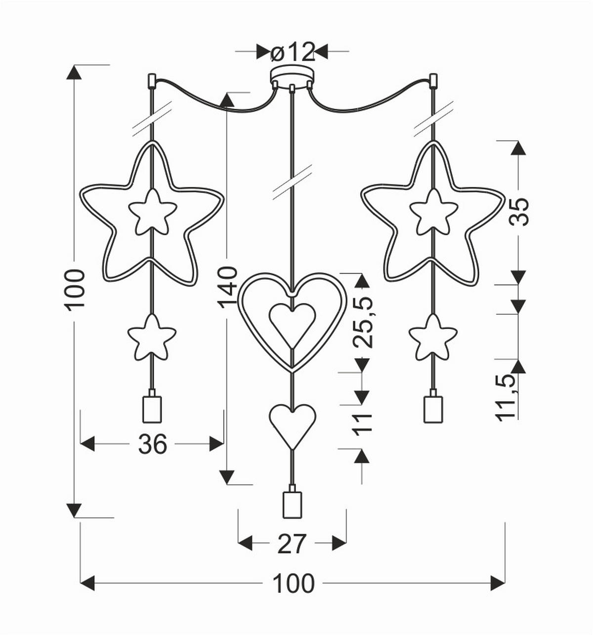 HÄNGLAMPA FÖR BARN Trio 100/36/100 cm  - pink/blå, Basics, metall/trämaterial (100/36/100cm)