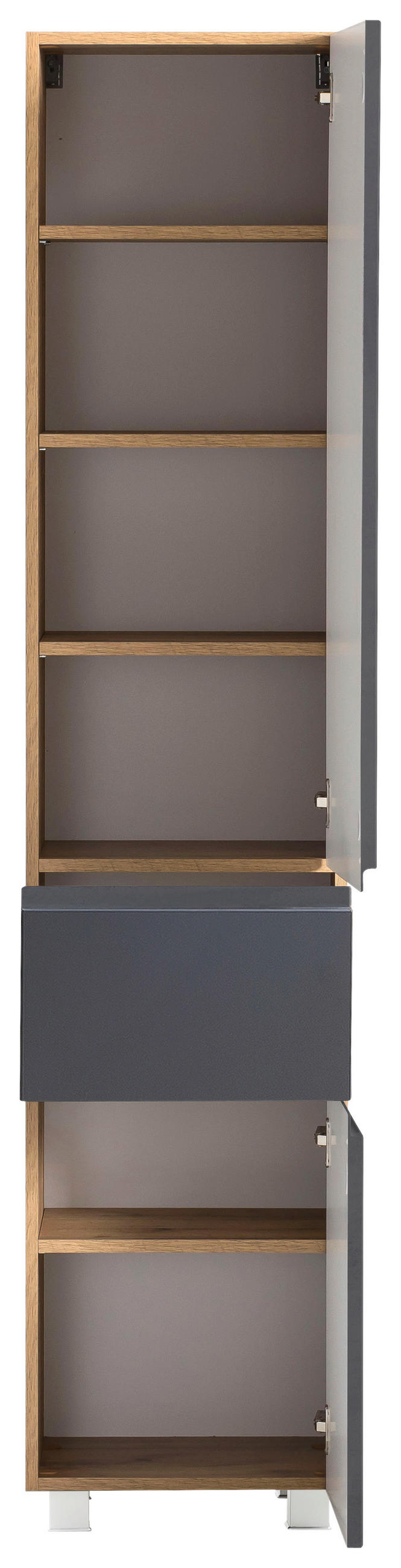 HOCHSCHRANK 40/180/35 cm  - Eiche Wotan/Grau, Modern, Holzwerkstoff (40/180/35cm) - Held
