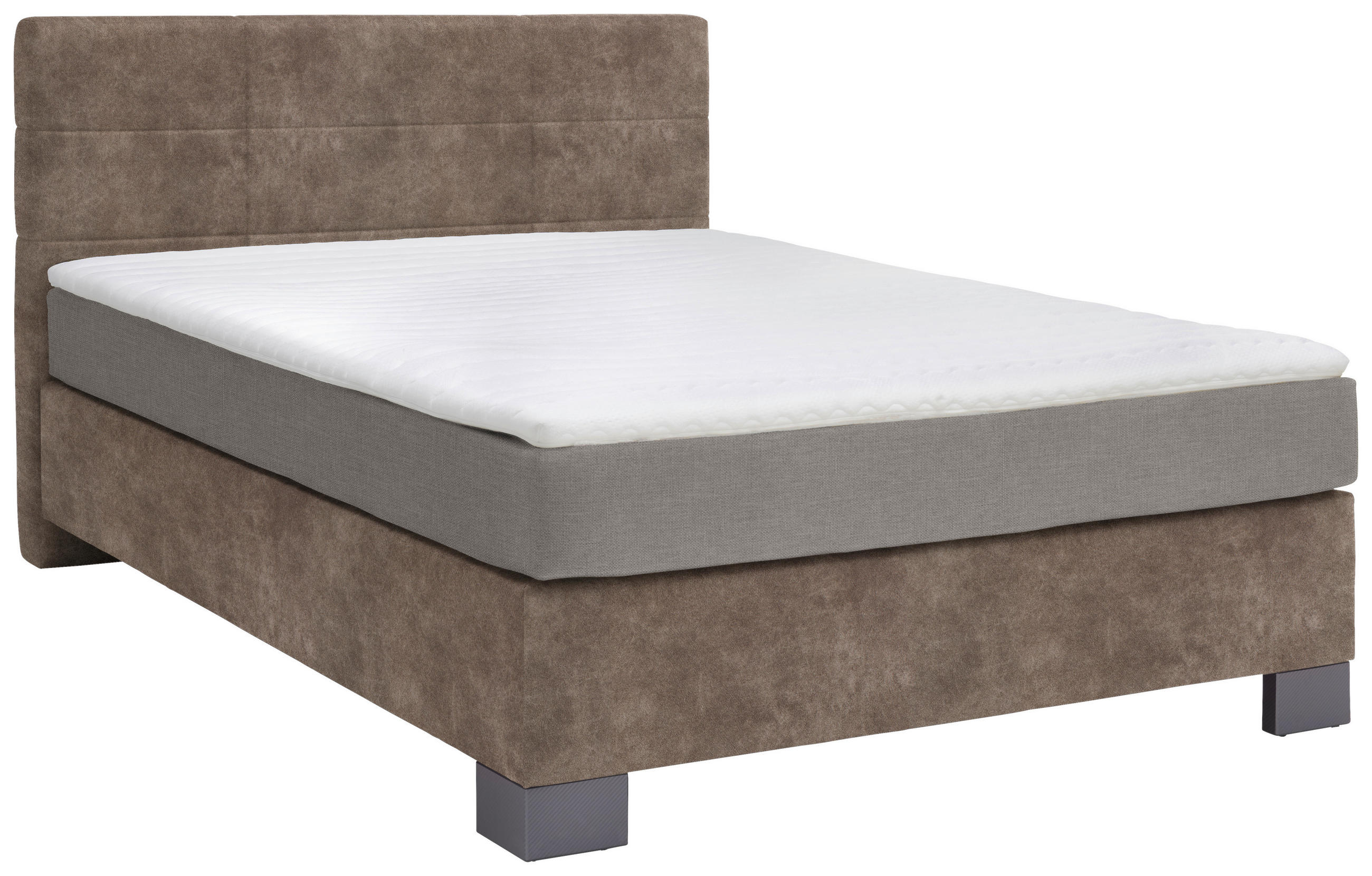 BOXSPRINGBETT 120/200 cm  in Taupe  - Taupe/Graphitfarben, Design, Holz/Textil (120/200cm) - Hom`in