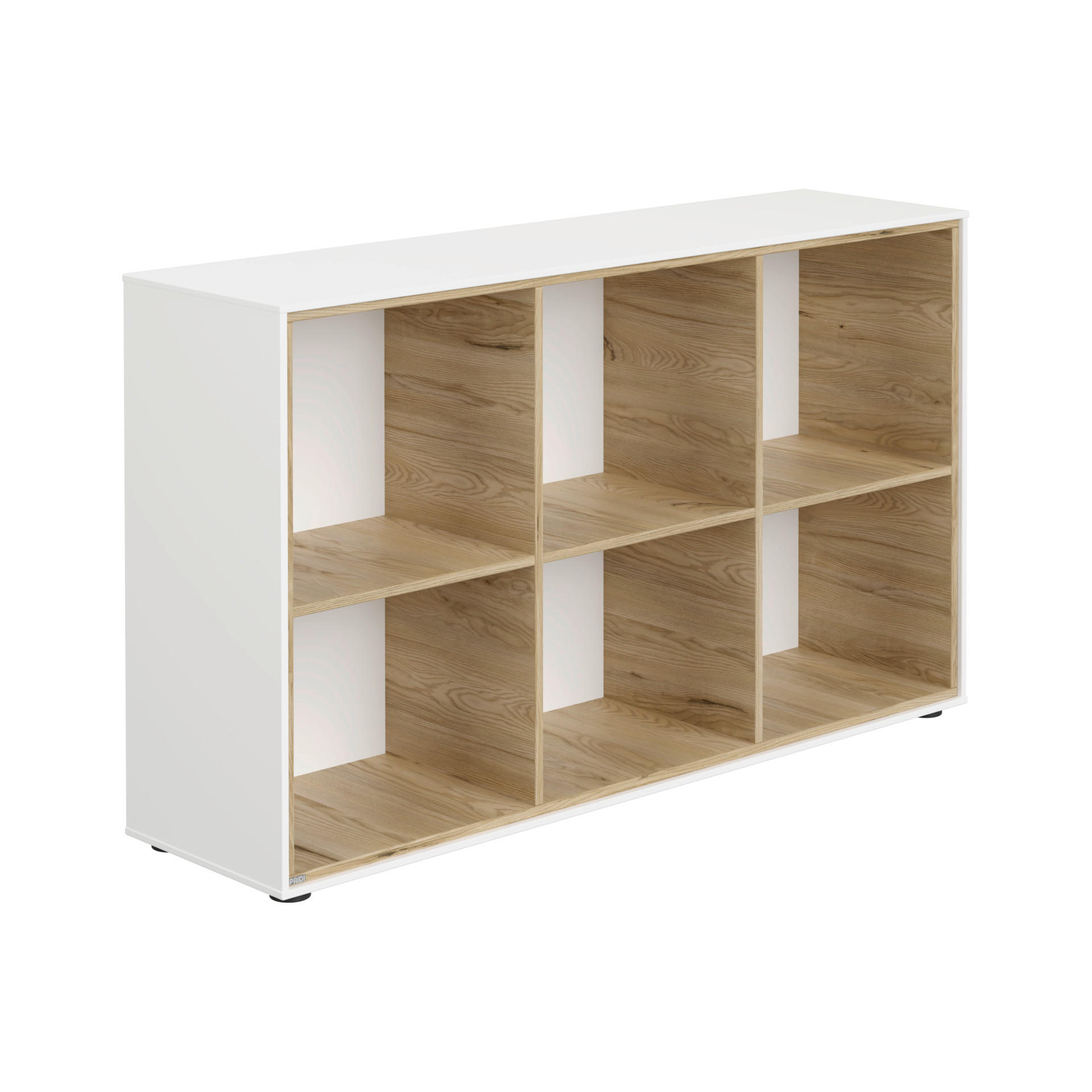 REGAL Weiß, Eichefarben  - Eichefarben/Schwarz, Design, Holzwerkstoff/Kunststoff (143,6/85,3/38,8cm) - Paidi